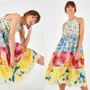 Farm Rio Mixed Floral Midi Dress